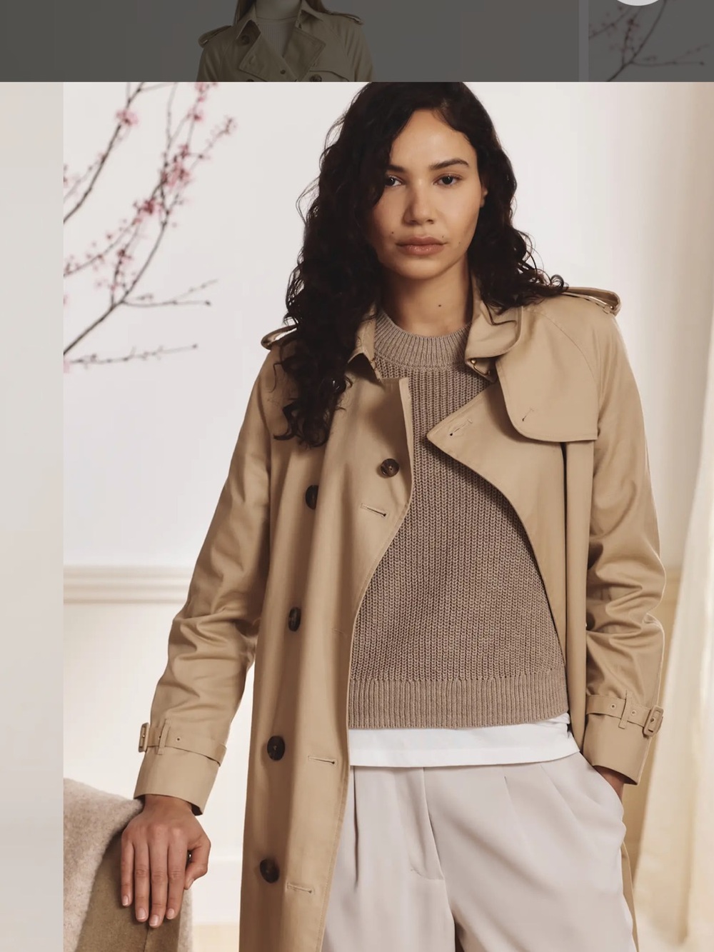 NWT QUINCE Comfort Stretch Long Trench Coat Double-Breasted Light Khaki 9553 - Picture 5 of 16